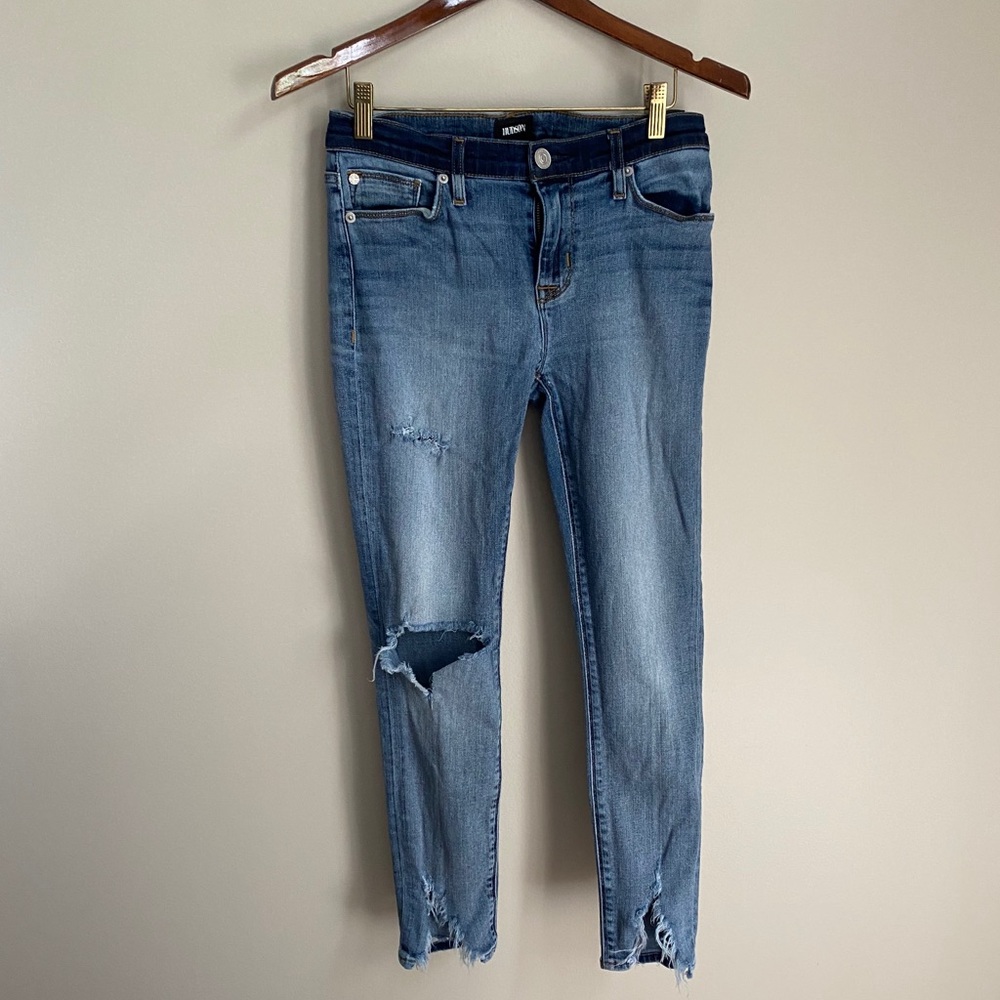 Hudson Nico Mid Rise Super Skinny Raw Hem Jeans